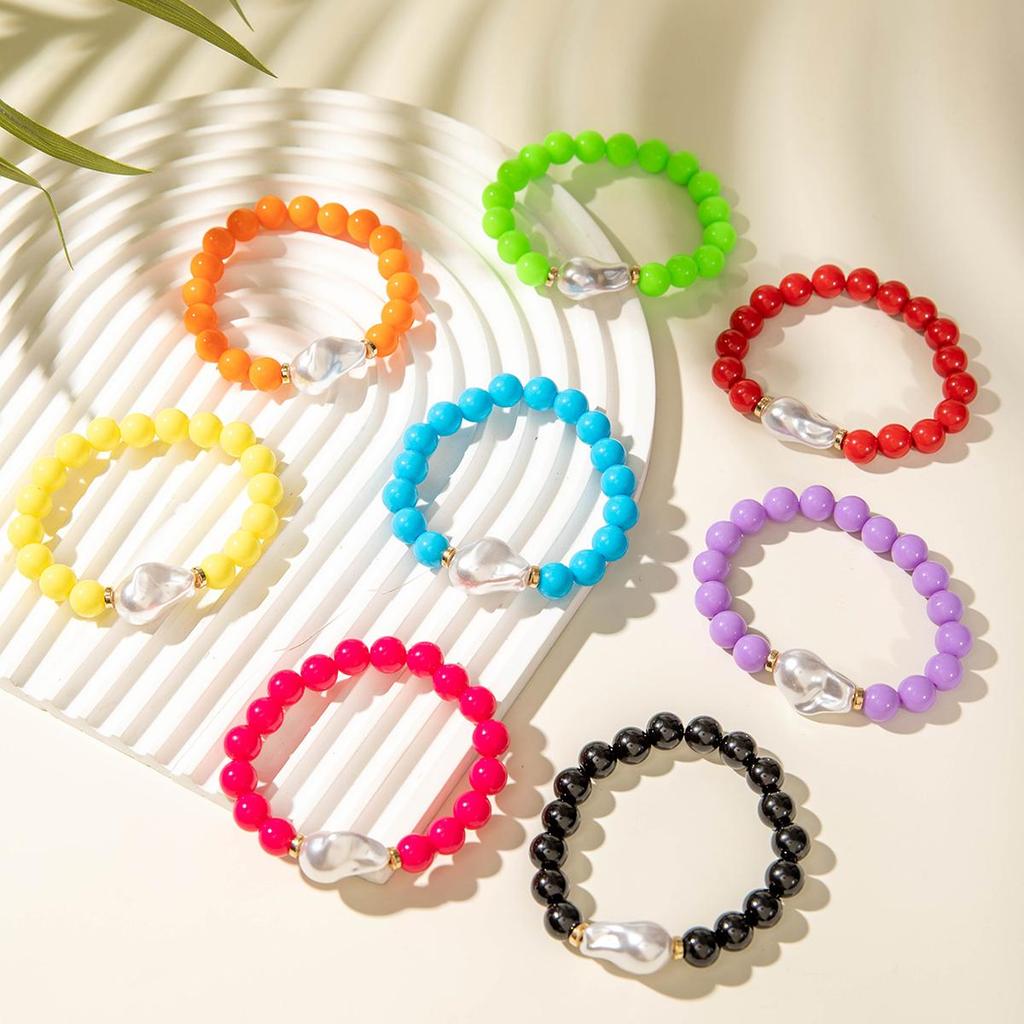 Summer New Colorful Multi Piece Pearl Acrylic Beaded Bracelet, Women's Jewelry Creative Personalized Bracelet