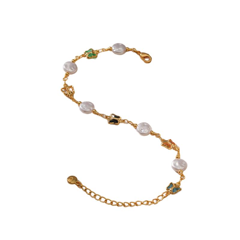 Elegant French Style Interlocking O Chain Pearl Necklace For Women