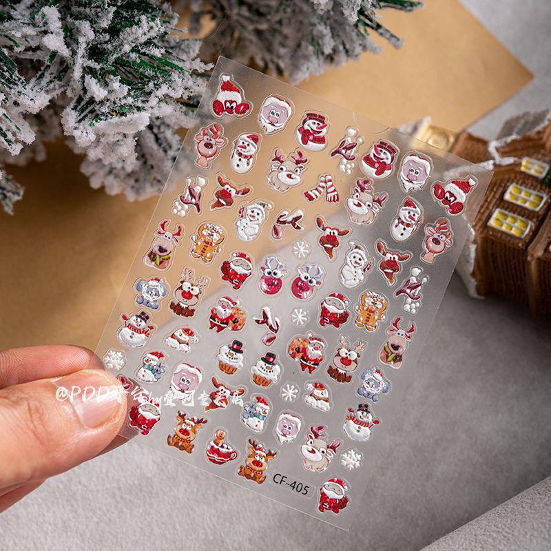

Festive Reindeer & Snowman Nail Art Stickers for DIY Cups & Phone Cases 1 Sheet