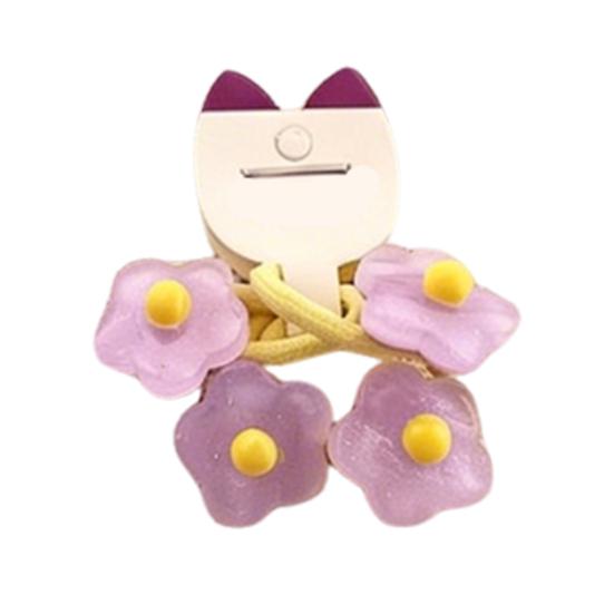 

4Pcs Girl Hair Ties Jelly Flower Decor High Elasticity Hair Ropes Soft Thin Circle Design Hair Bands Kids Daily Use School Hair Accessories фиолетовый