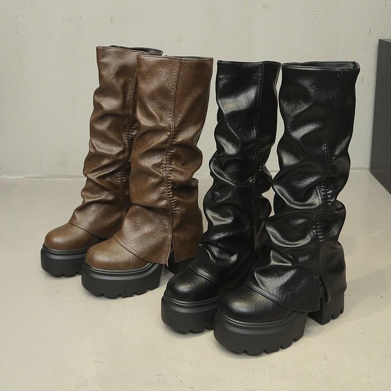 Hottie Platform Thick Sole Women Knight High Boots Fashion Height Increase Shoes Female Punk Long Booties  De Muje