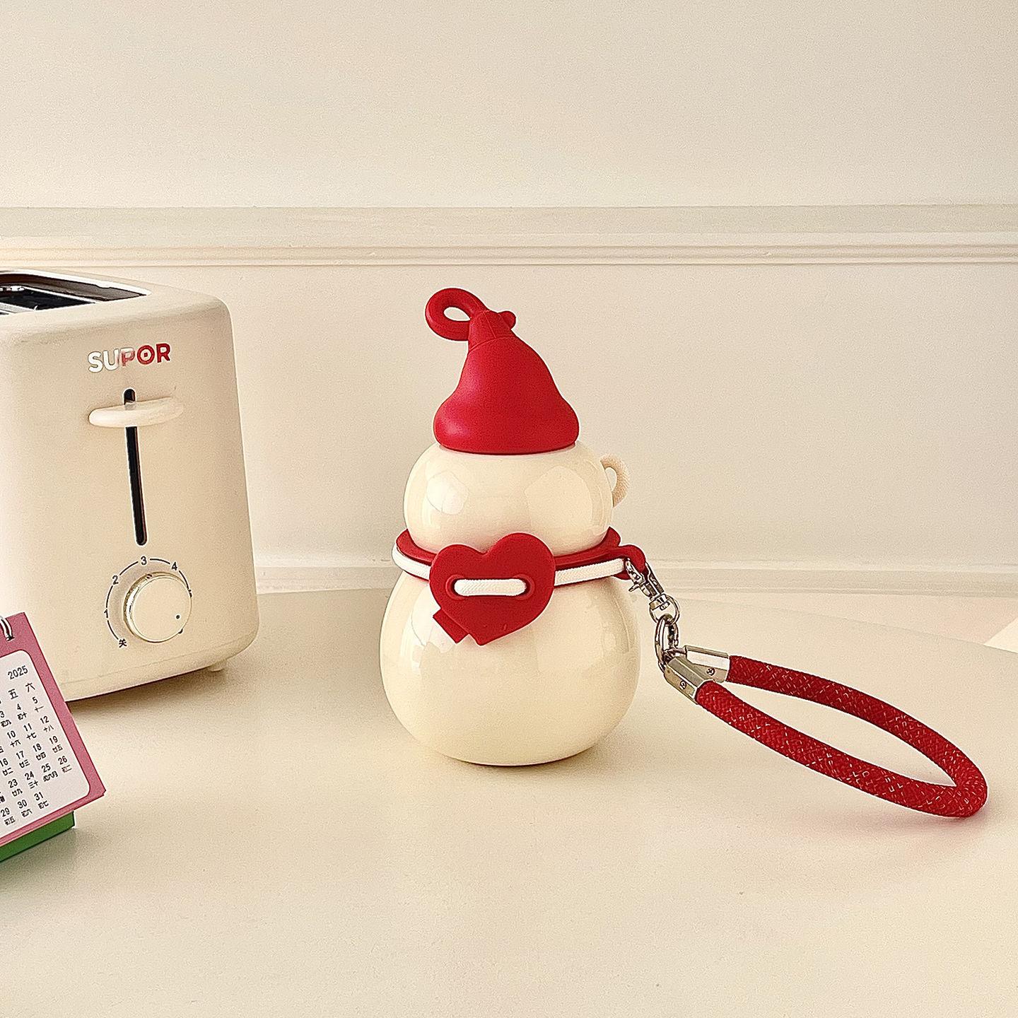 

Gourd thermos cup, girls high value 2025 new large capacity straw kettle student cup 316 stainless steel 450ML білий