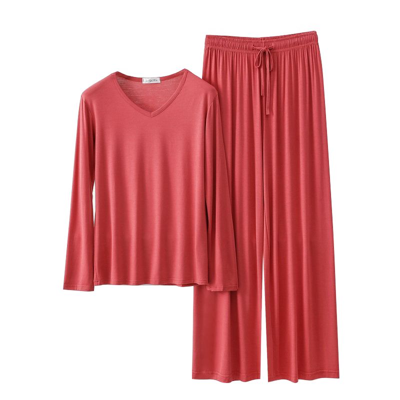 Women's Loose Casual Pajama Sets V-neck T-shirt and Drawstring Pants