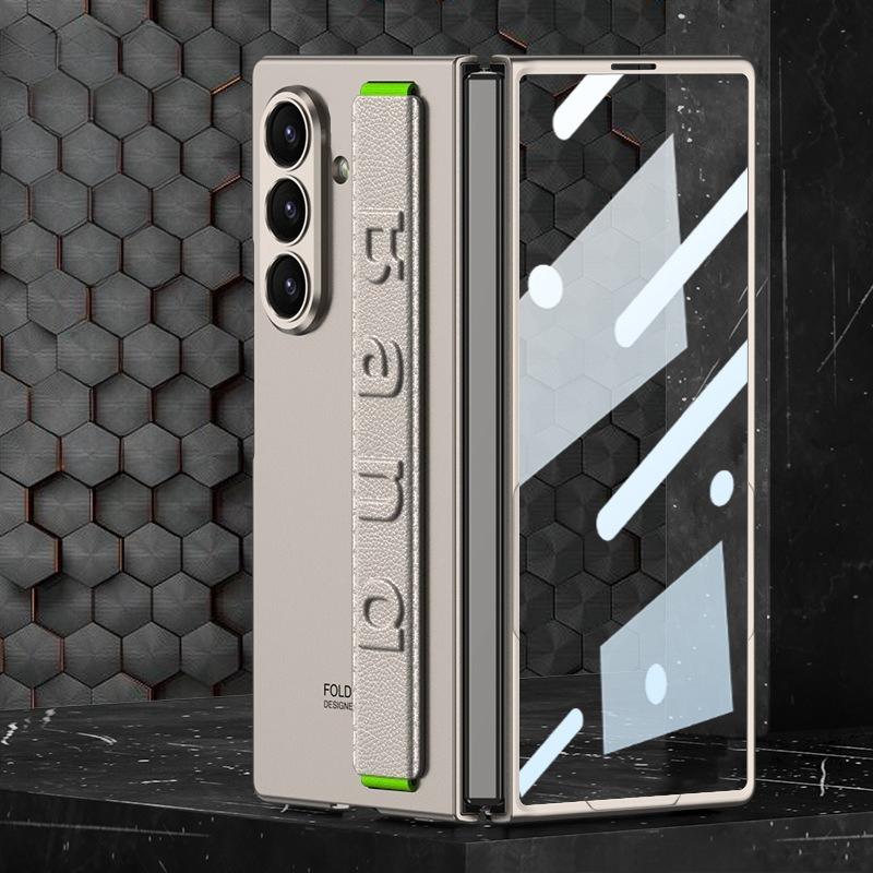 Samsung Mobile Phone Case Fine Hole Case Film Integrated Z Fold8Ultra Elastic Wristband Anti-drop Protective Cover Cross-border