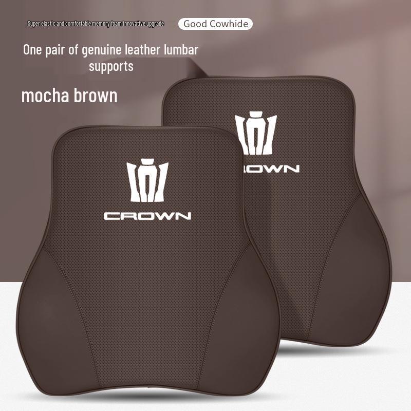 Genuine Leather Headrest & Lumbar Support for Toyota Crown Land Cruiser - Comfortable Neck Support & Decorative Accessory