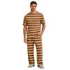 Men's Short Sleeve Pajama Set with Long Pants, Button Crotch, Elastic Waist Drawstring - Comfortable Sleepwear