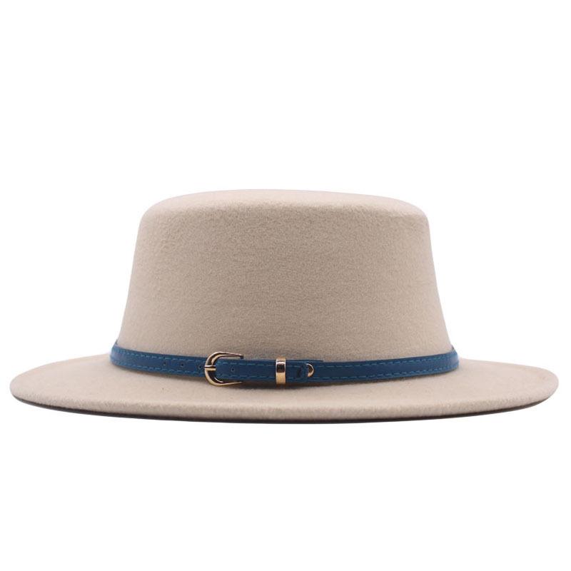 British Hat Retro Woolen Hat Wide Brim Flat Top Top Top Hat Simple Autumn and Winter Hat Trendy Sun Hat Felt Hat