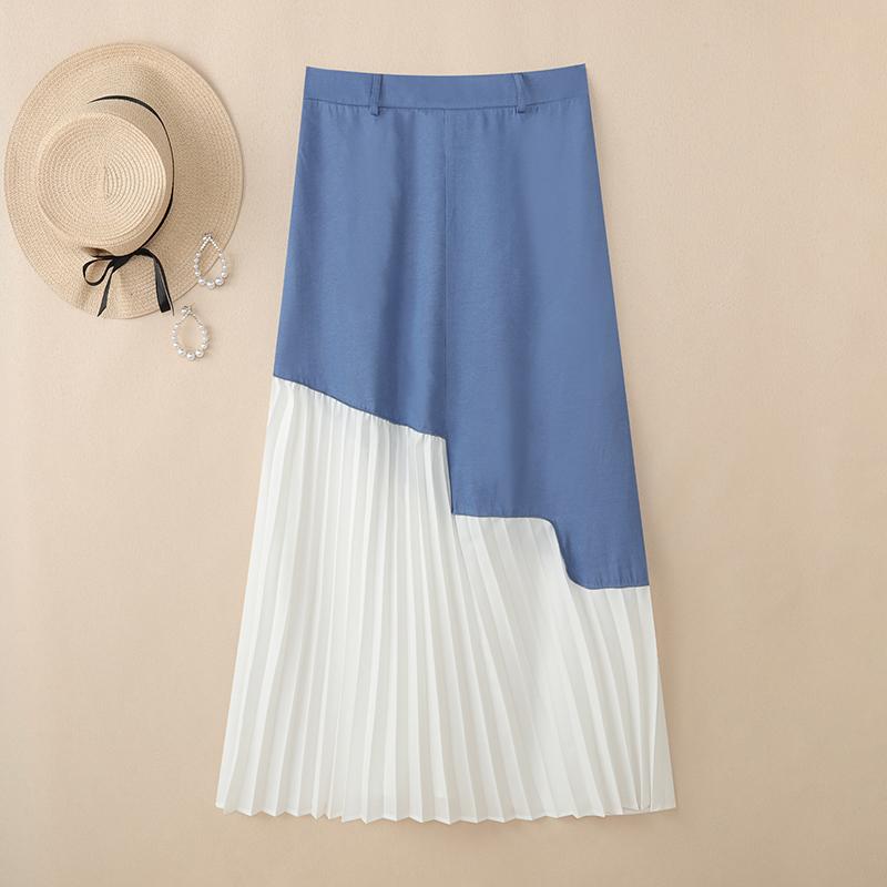 

ZANZEA Женские Повседневные Лоскутные Свободные Юбки Миди S синий