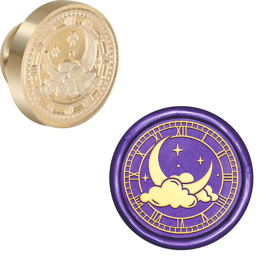Moon Series Wax Seal Stamp Moon Phase Snake Triple Moon Replaceable Sealing Wax Stamp 25mm Brass Head for Halloween Invitations