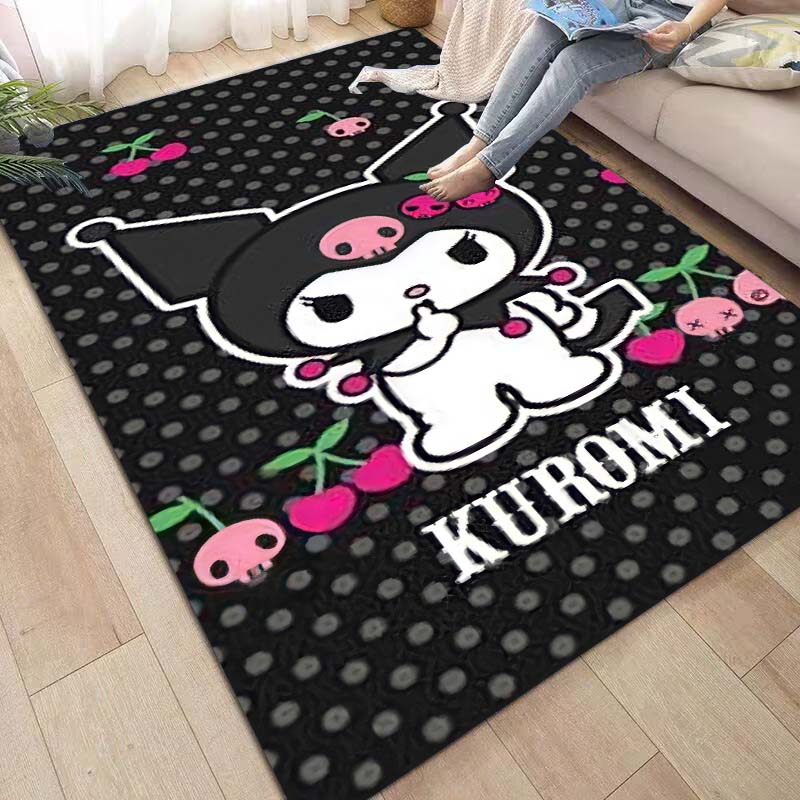 3D printed Kuromi cartoon rug, suitable for living room, bedroom, kitchen, doorway, children's non-slip floor mat, birthday gift