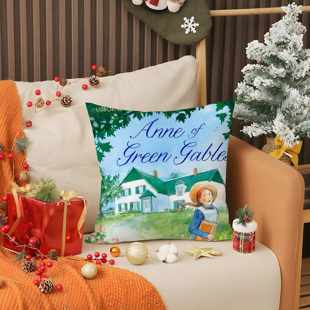 A-Anne of Green Gables Pillow Case Living Room Sofa Decorative Cushion Cover Simple Household Light Luxury Printed Pillow