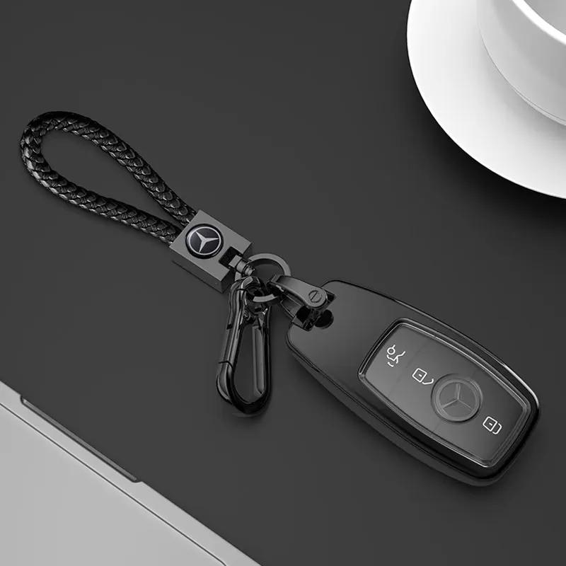 PEL5 Quality Car Carbon Fiber Key Fob Case Cover Chain Accessories For 2017-2025 Mercedes Benz Smart Low Price Car Key Accessories
