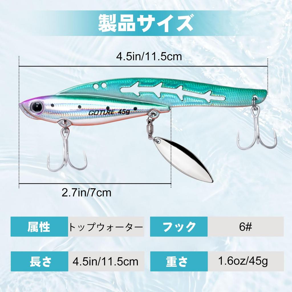 Goture Blade Metal Sea Bass Set of Available in 5 Jig Spinners with Spin Tail Triple Fishing Lure Bluefish Fishing Spoon Boat Sea Yellowtail Jigs,