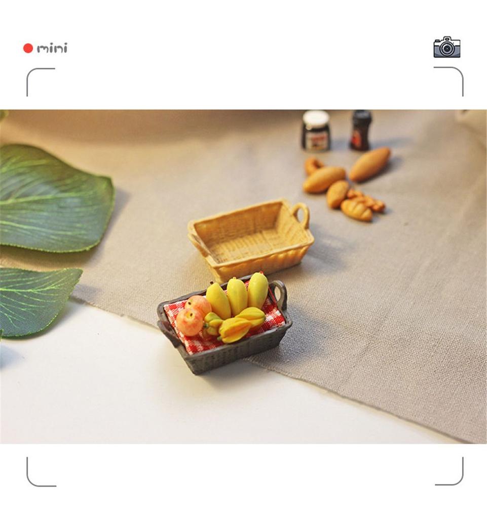 House Ornament Dollhouse Accessories Mini Food Storage Kitchen Tool Model Miniature Storage Basket