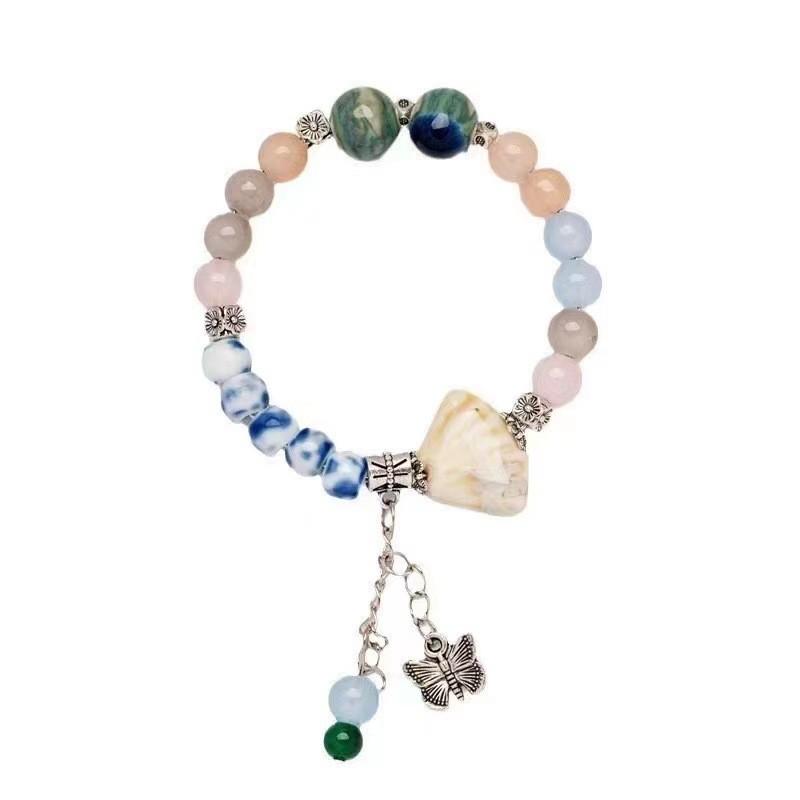 Chinese Exquisite New Ceramic Shell Scallop Bracelet Butterfly Charm Summer 2024