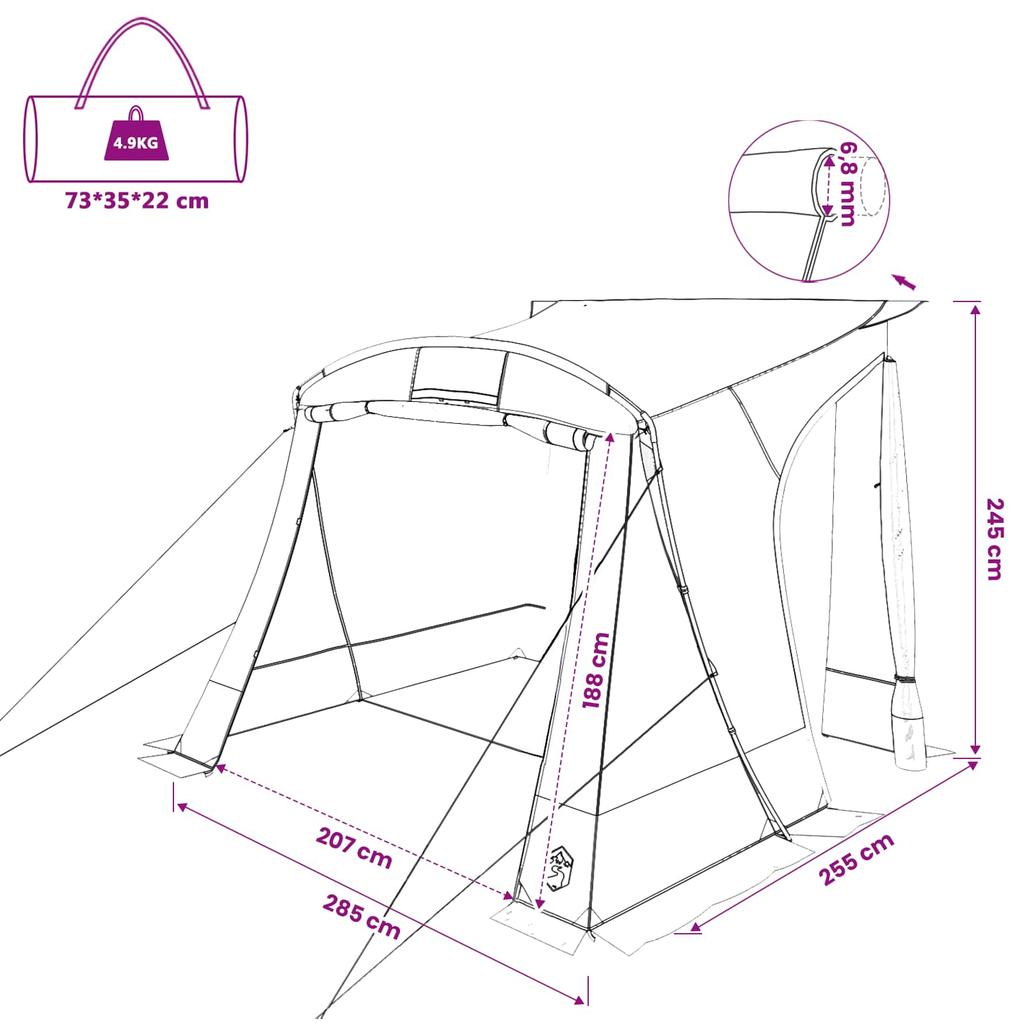 Tailgate Tent for Vehicles 285 X 255 X 245 Cm Gray and Orange