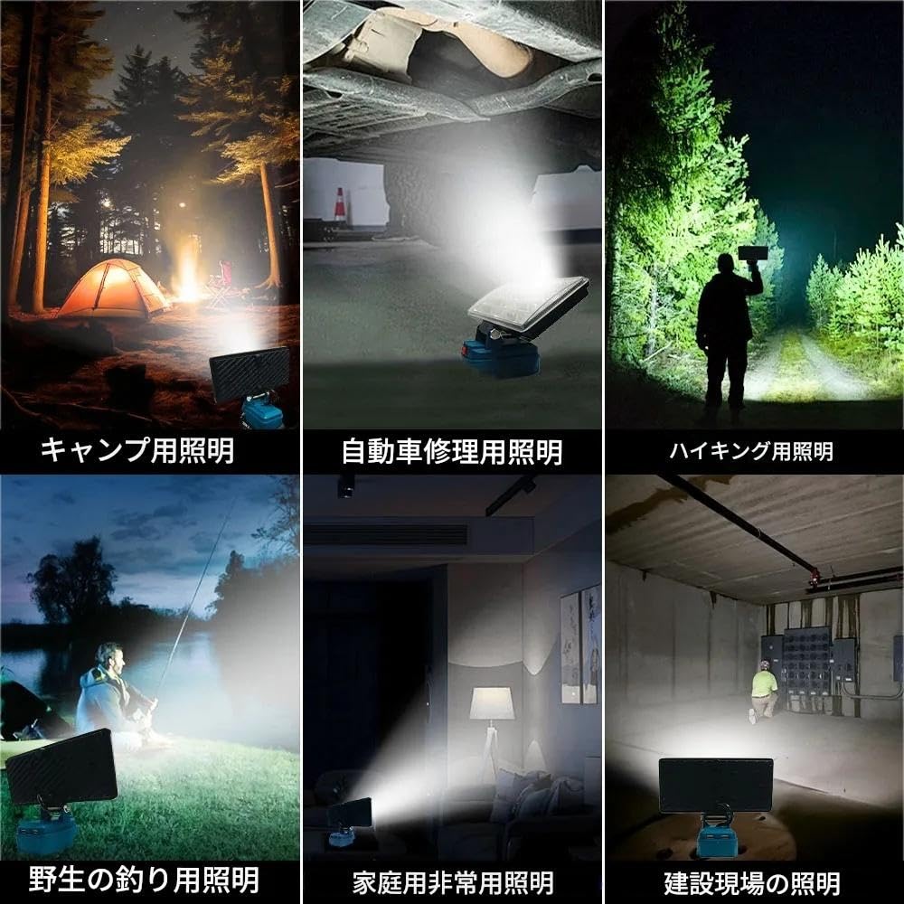 bumxca LED Floodlight [Makita Compatible] Work Light 8000LM Ultra-High Brightness Rechargeable Floodlight [36 LED Chips + 4 High-Brightness Panels]