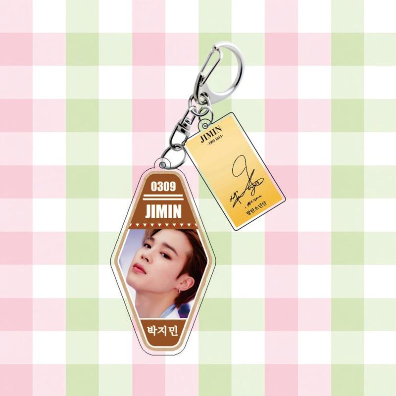 BTS Keychain, Bangtan Boys Keyring with Photo, Birthday & Signature Tag, Kpop ARMY Fans Bag Charm(Jin / RM / Suga / Jimin / V / J-Hope / Jungkook)