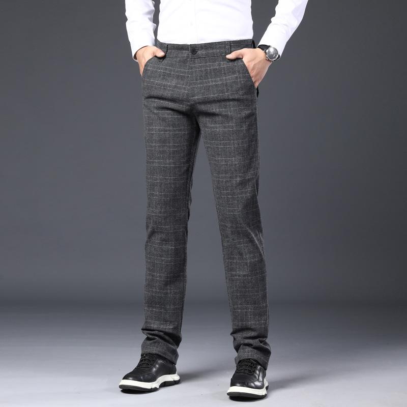 Summer New Fashion Versatile Plaid Cotton and Linen Casual Pants Men's Korean Version Trendy Elastic Straight Trousers