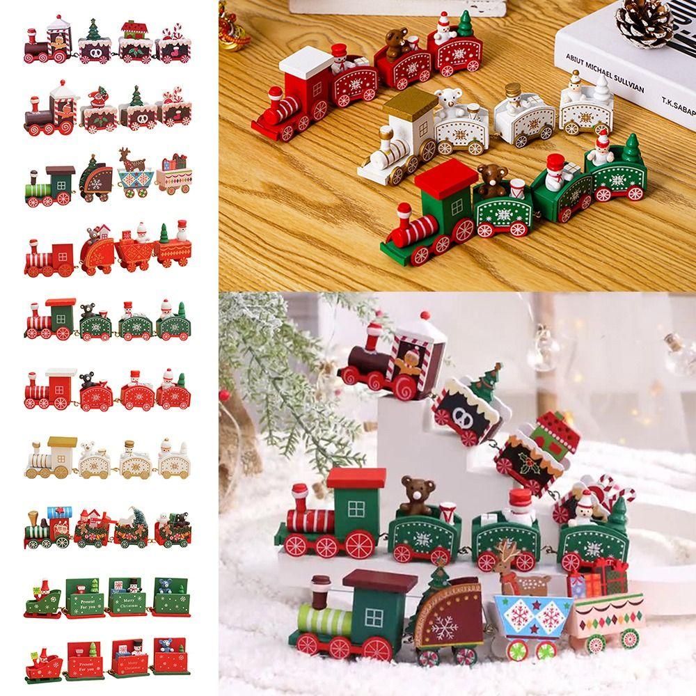 Multicolor Christmas Train Cartoon Animal Mini Christmas Tree Train  Ornament