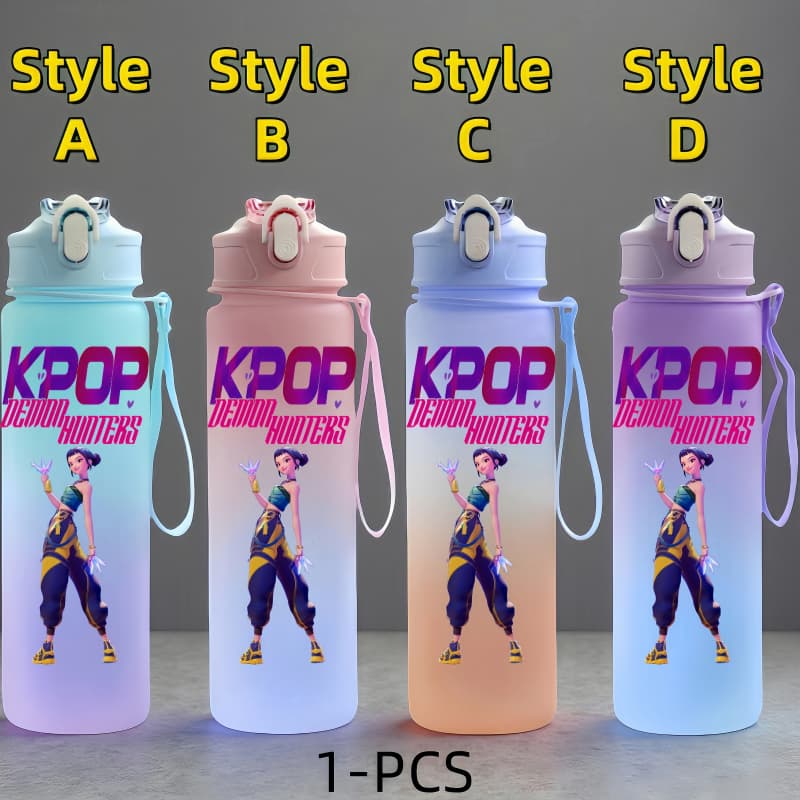 K-Pop Demon Hunters Anime Character Water Cup Large Capacity Outdoor Portable Rope Drinking Bottle Gift for Boys and Girls