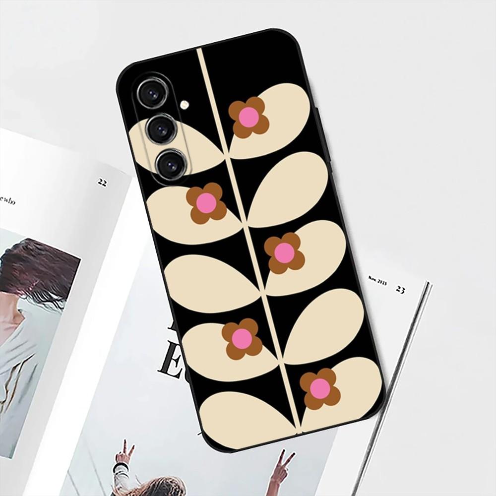 Multi Stem Orla K-Kiely Folio Phone Case For Samsung S25,S24,S21,S22,S23,S30,Ultra,S20,Plus,Fe,Lite,Note,10 Black Soft Shell