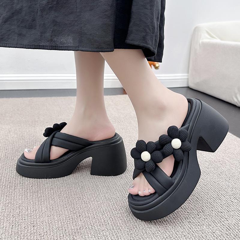 Women Summer Slippers Versatile Thick Soled Wedge Heel Open Toe Comfortable Fashionable and Casual Slippers for Women