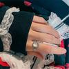 Trendy Vintage Opal Irregular Natural Stone Ring White Opal Aesthetic Hollow Boho Finger Rings For Women Y2K Creative Jewelry