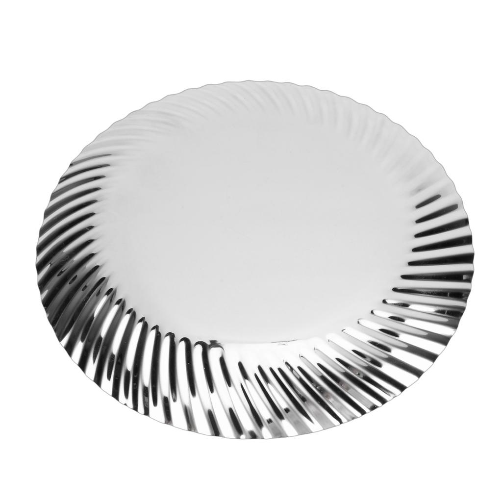 Dinner Plate Server Stainless Steel Vintage Design Multifunctional Fruit Snack Dessert Tray for Wedding Party 25cm