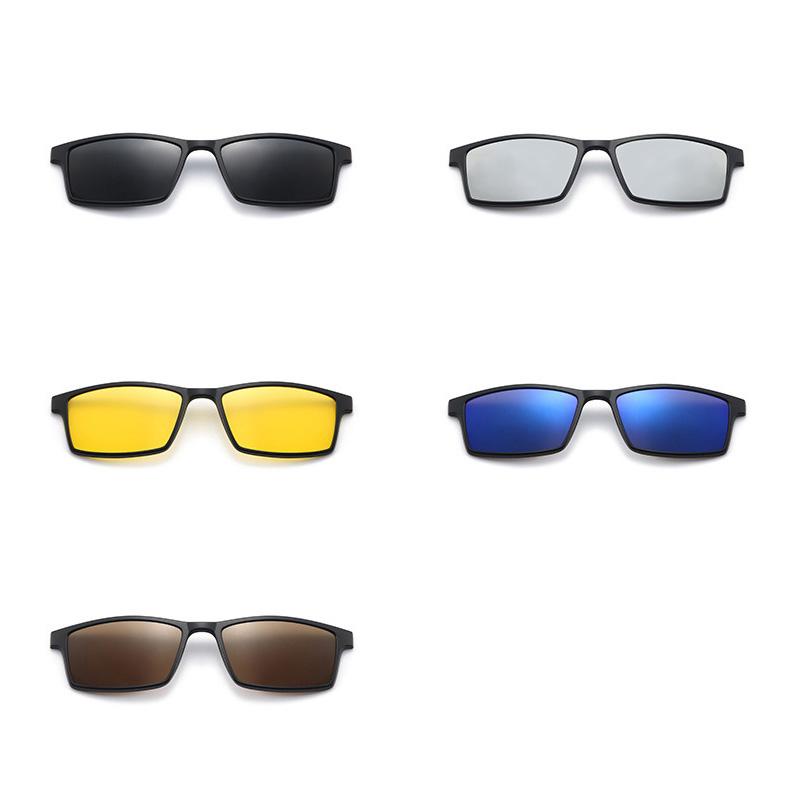 Γυαλιά ηλίου μαγνητικά ορθογώνια 5 σε 1 Ανδρικά Γυαλιά με Κλιπ για Άνδρες Μεταλλικός Σκελετός Μισός Άνδρας 0 Διοπτρίες Οπτικά Γυαλιά Μυωπίας