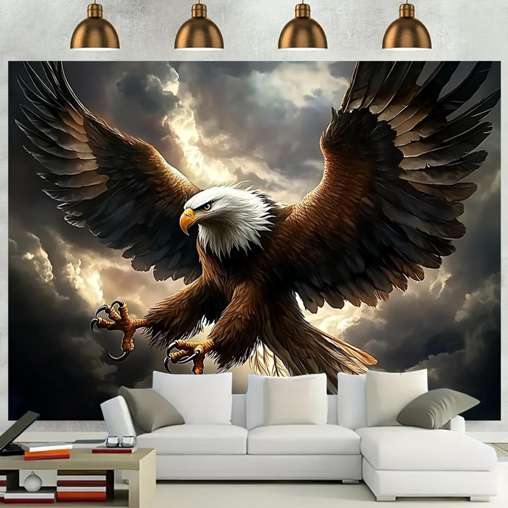 Tapestry da Parete con Aquila Drammatica Stampa su Tela Opera d'Arte per Arredamento Casa Murale Fauna Selvatica Forestale per Soggiorno Arte da Parete Regalo