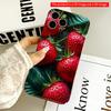 2DFlat Glossy Strawberries On Deep Green Leaves All Inclusive Film Hard iPhone Case, Compatible with iPhone 18 Pro Max 17 16 15 14 13 12 11
