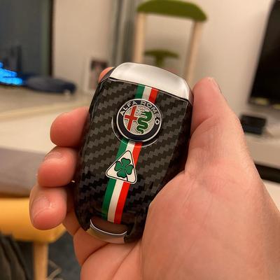 AGG1 Car Key Cover Replacement Key Case for Giulia Stelvio Tonale Carbon Fiber Style