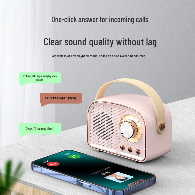 DW21 Retro Bluetooth Portable Mini Speaker - Wireless, Handheld, Ideal for Home & Outdoor Use, Personalized Gift.