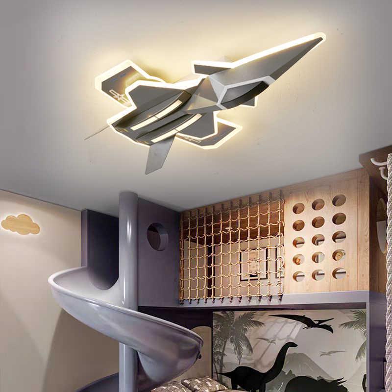 Children's J-35 Fighter Model Ceiling Light - Eye-Protection, Creative Airplane Design for Boys' Bedrooms