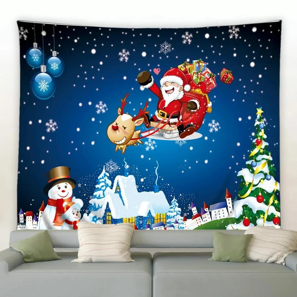 Christmas Sleigh Elk Tapestry Bedroom Living Room Home Christmas Decoration Tapestry