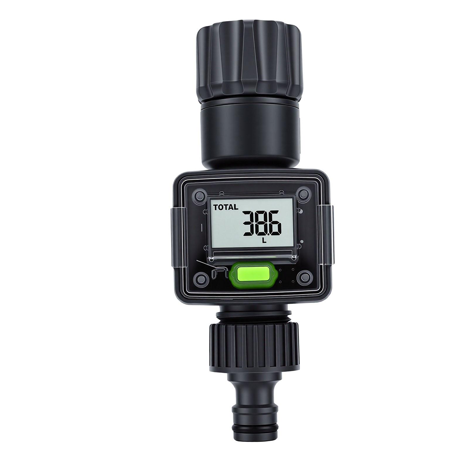 Water Flow Meter Digital Display Garden Flow Monitor + 5percent Accuracy for RV Garden Hose Sprinkler