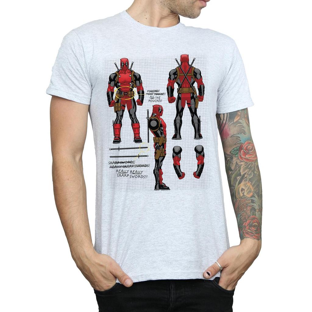 Marvel Mens Deadpool Action Figure Plans T-Shirt