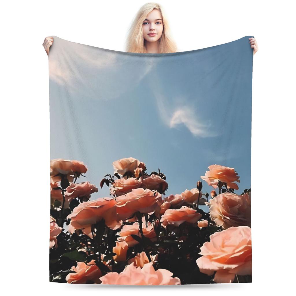 Warm Soft Blanket Girls Boys Decorative Flower Market Throw Blanket Flannel Bedspread For Outdoor Novelty Sofa Bed Cover
