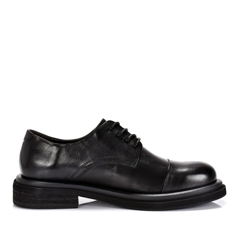 Men's Retro Handmade Genuine Leather Derby Shoes – Thick Sole, Three-Piece Toe, Perfect for Weddings and Formal Business Events