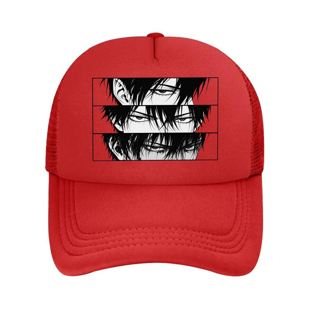 Monochrome Anime Eyes Triptych Portr Mesh Baseball Cap For Womens Unisex FeUnisex Beach Dad Hat Hip Hop