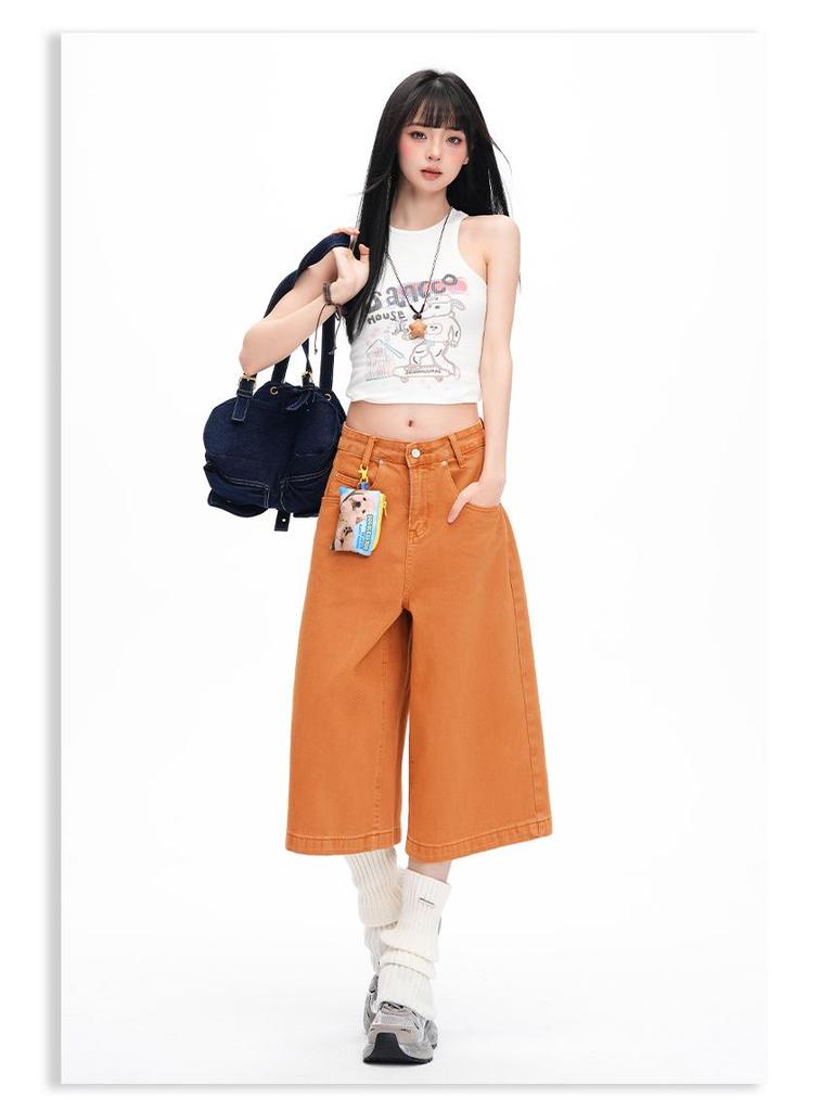 American Orange Cropped High-Waisted Wide-Leg Jeans for Women - Spring/Summer 2026 Collection