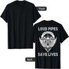 Laute Auspuffrohre retten Leben Motorrad Totenkopf Flügel Design - auf dem Rücken T-Shirt