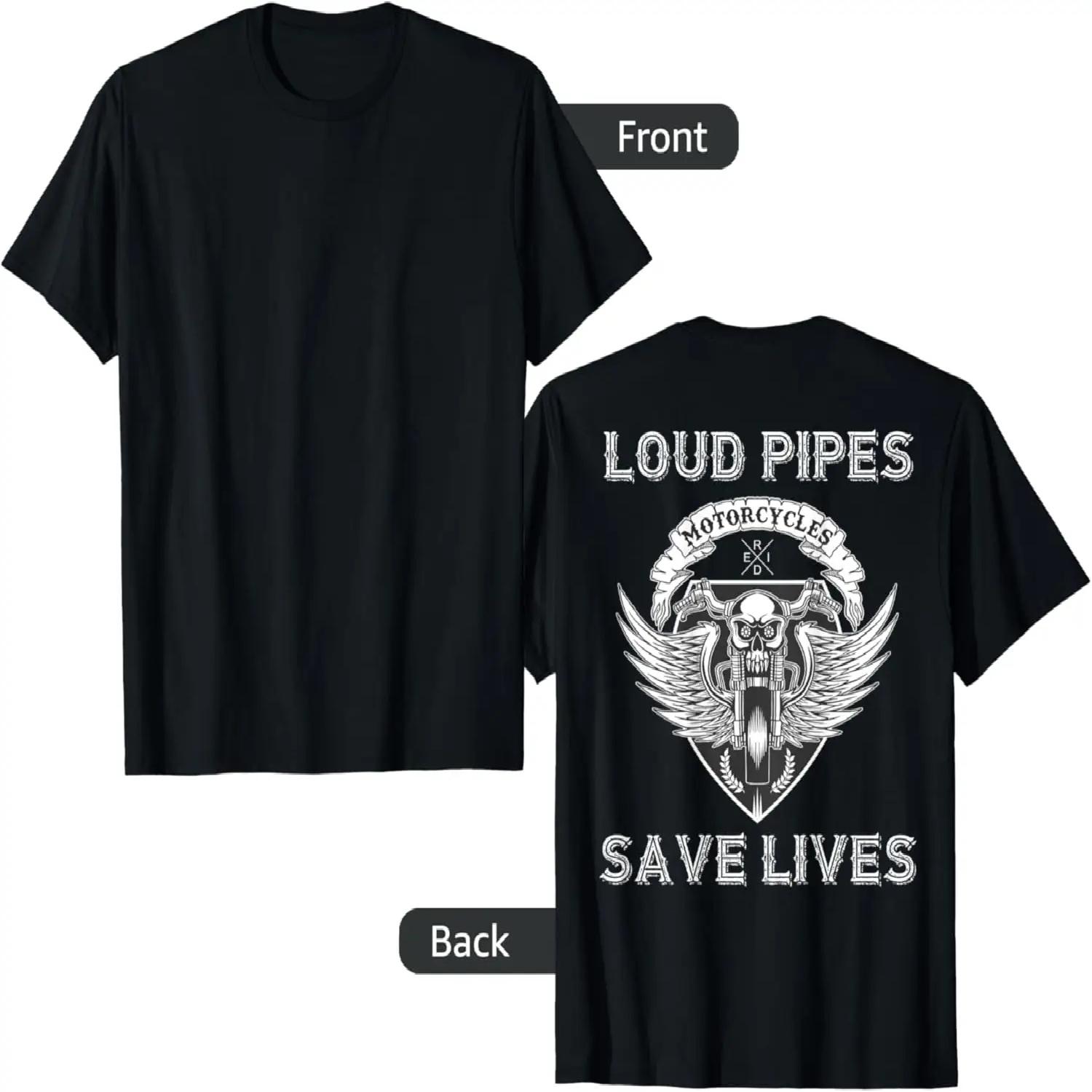 

Loud Pipes Save Lives Motorcycle Skull Wing Design - on back T-Shirt XXXXXL