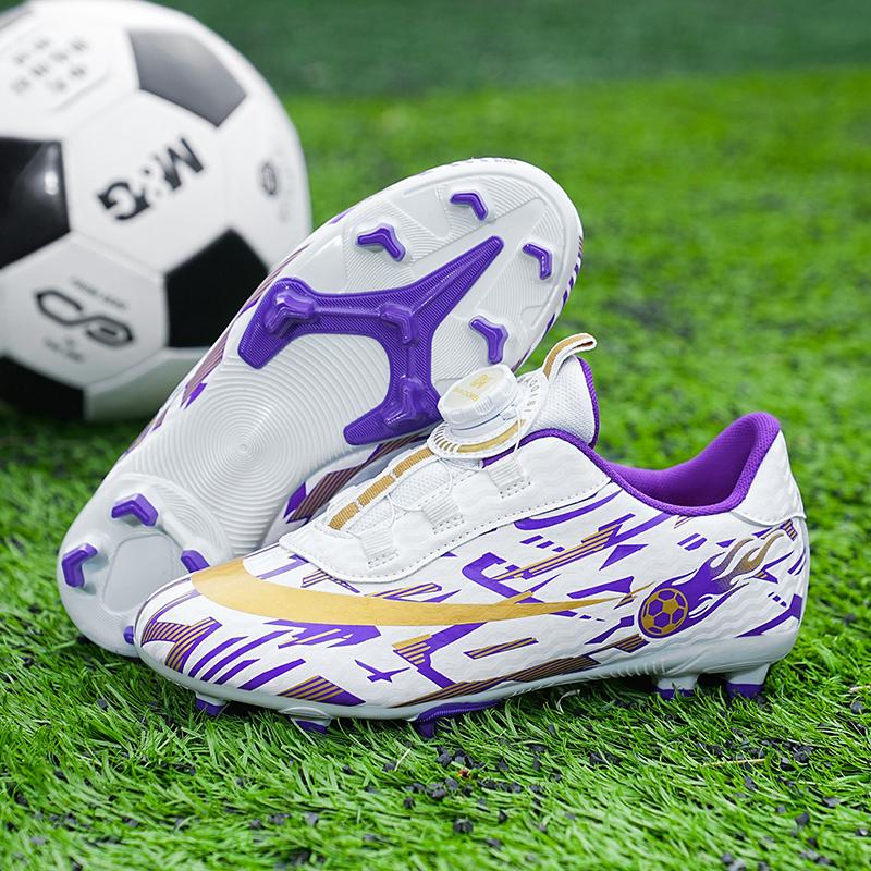 

Kids Soccer Cleats with Rotary Buckle Closure FG Long Studs Professional Outdoor Training Football Shoes Sizes 28-39 30 армия зеленый