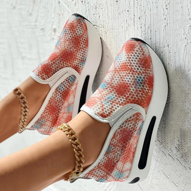 Schnür-Flats Plateau Damen Sportschuhe Mesh Atmungsaktive Sneaker 2025 Sommer Neu Lässige Sandalen Laufen Strand Rocken Tanzschuhe