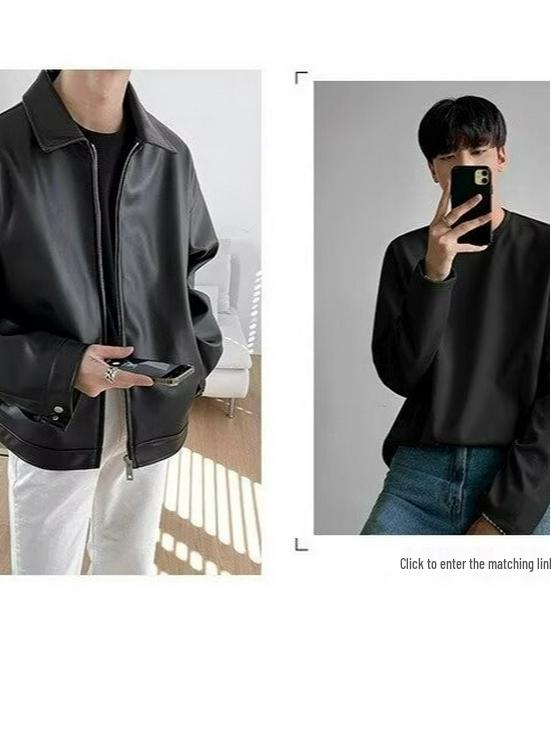 Men's Retro Leather Jacket: High-End Autumn/Winter Streetwear, Korean Style, Cool Lapel, Loose Fit Motorcycle Jacket