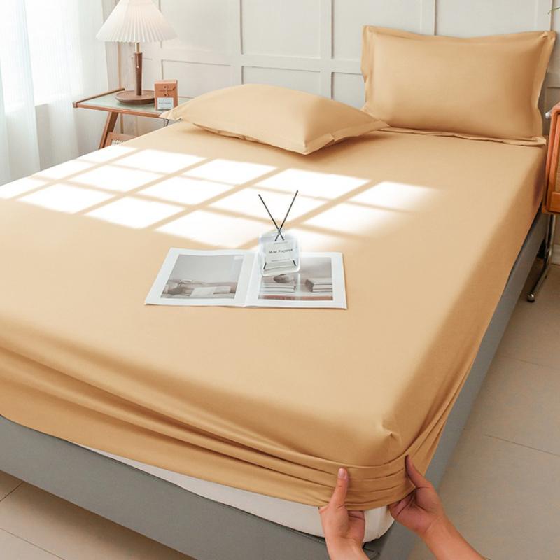 Full Package Non Slip Bedsheet Waterproof and Dustproof Mattress Protective Cover Suitable for Single Double Bed Minimalist Solid Color Bedclothes