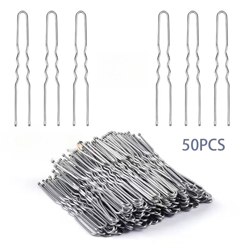 50PCS U-Shaped Hair Pins Thickened 5cm Hair Clips for Hair Styling Bridal Hair Accessories Salon Hairpins for Bun and Updo Hairstyles
