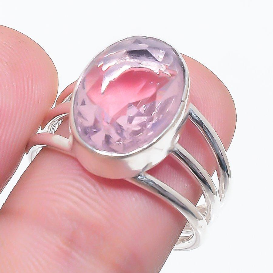 Pink Kunzite Gemstone 925 Sterling Silver Jewelry Ring Size 6.5